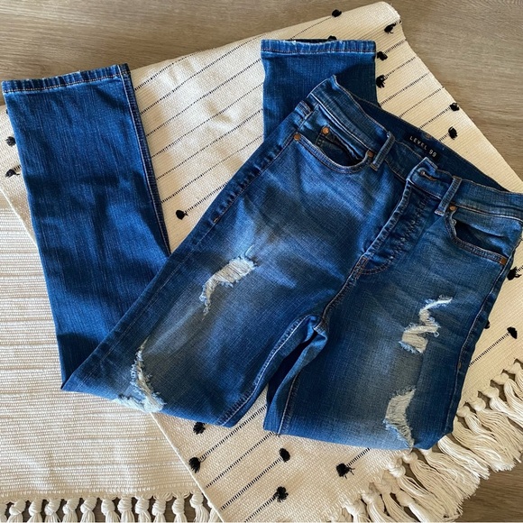 Level 99 Distressed Blue High Waist Jeans - Picture 1 of 12